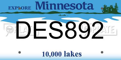 DES892 Minnesota License Plate