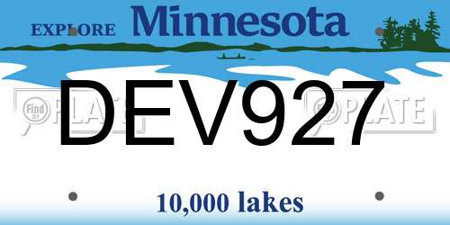 DEV927 Minnesota License Plate