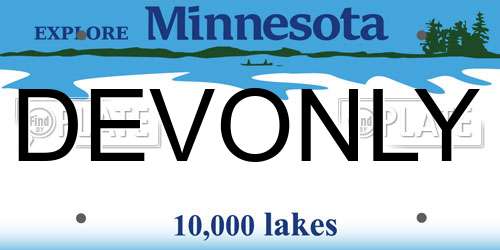 DEVONLY Minnesota License Plate