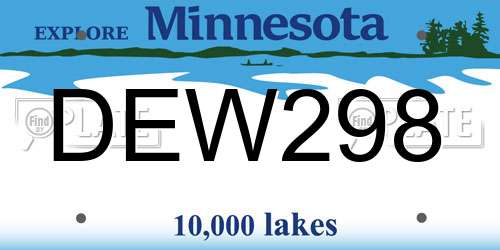 DEW298 Minnesota License Plate