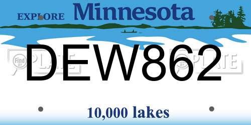 DEW862 Minnesota License Plate