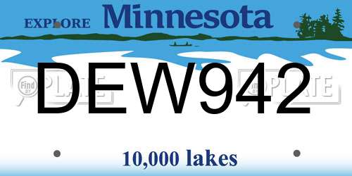 DEW942 Minnesota License Plate