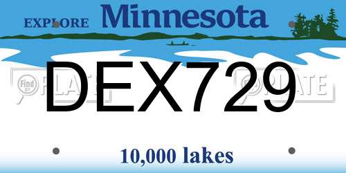 DEX729 Minnesota License Plate