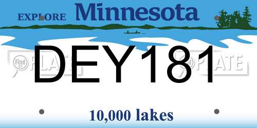 DEY181 Minnesota License Plate