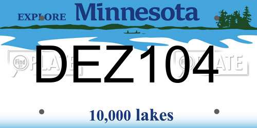 DEZ104 Minnesota License Plate