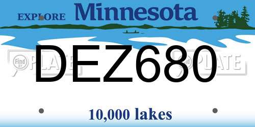 DEZ680 Minnesota License Plate