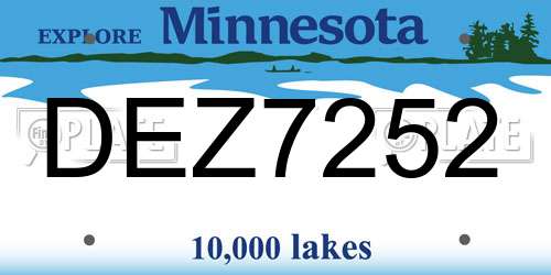 DEZ7252 Minnesota License Plate
