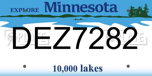 DEZ7282 Minnesota License Plate