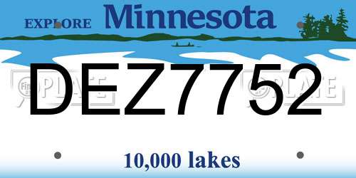 DEZ7752 Minnesota License Plate