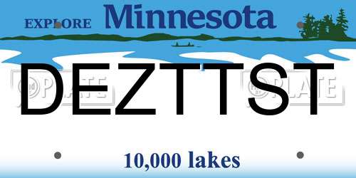 DEZTTST Minnesota License Plate