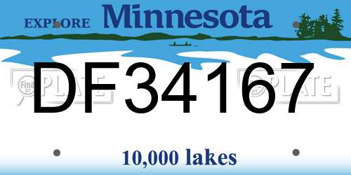 DF34167 Minnesota License Plate