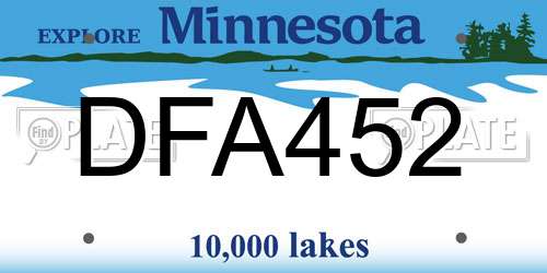 DFA452 Minnesota License Plate