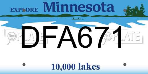 DFA671 Minnesota License Plate