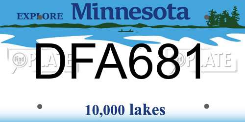 DFA681 Minnesota License Plate