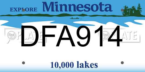 DFA914 Minnesota License Plate