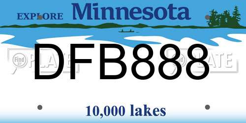 DFB888 Minnesota License Plate