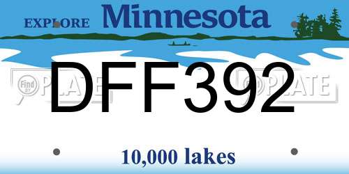 DFF392 Minnesota License Plate