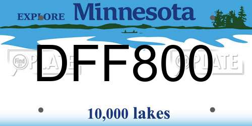 DFF800 Minnesota License Plate