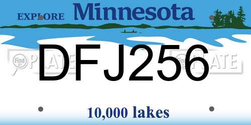 DFJ256 Minnesota License Plate