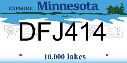 DFJ414 Minnesota License Plate