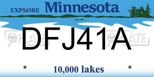 DFJ41A Minnesota License Plate