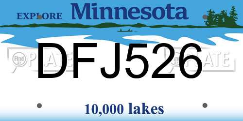 DFJ526 Minnesota License Plate