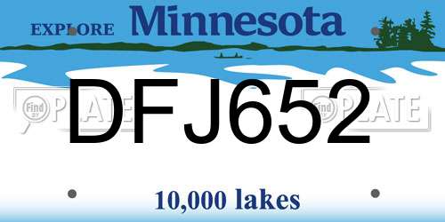 DFJ652 Minnesota License Plate