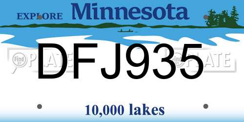 DFJ935 Minnesota License Plate