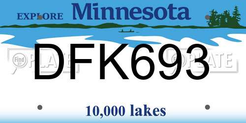 DFK693 Minnesota License Plate