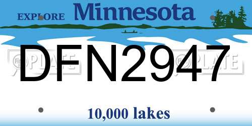 DFN2947 Minnesota License Plate
