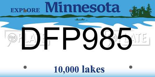 DFP985 Minnesota License Plate