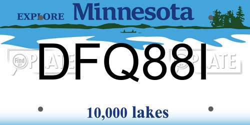 DFQ88I Minnesota License Plate