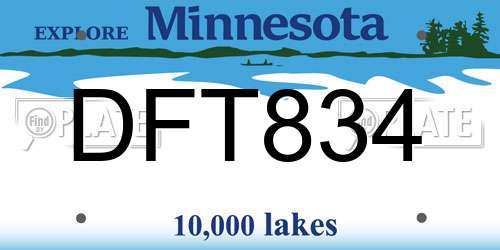 DFT834 Minnesota License Plate