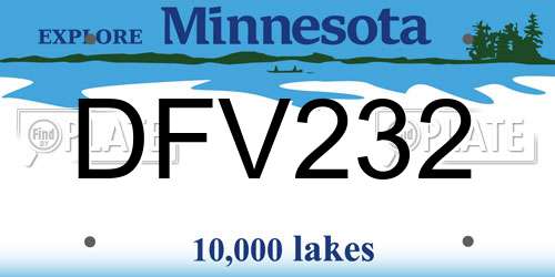 DFV232 Minnesota License Plate