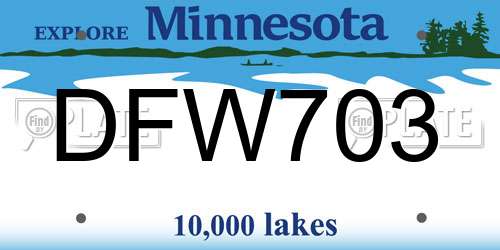 DFW703 Minnesota License Plate