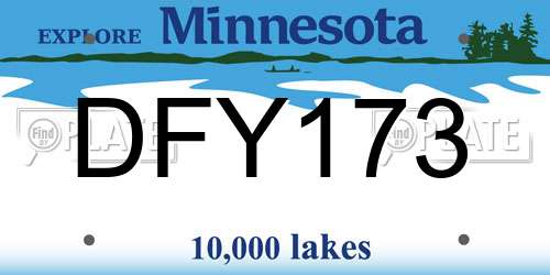 DFY173 Minnesota License Plate
