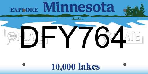DFY764 Minnesota License Plate