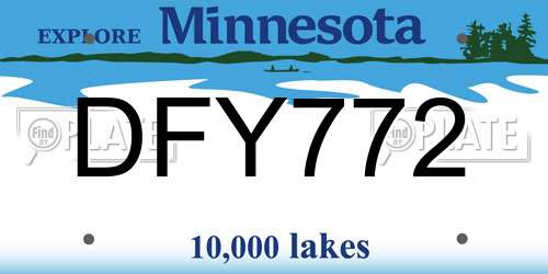 DFY772 Minnesota License Plate