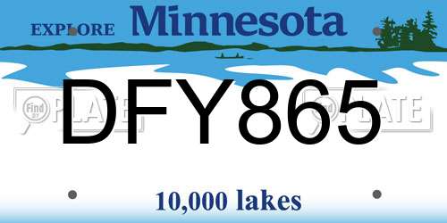 DFY865 Minnesota License Plate