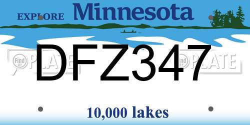 DFZ347 Minnesota License Plate