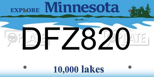 DFZ820 Minnesota License Plate