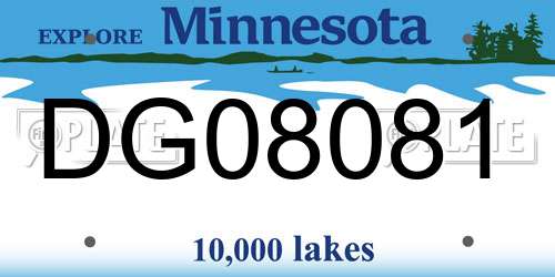 DG08081 Minnesota License Plate