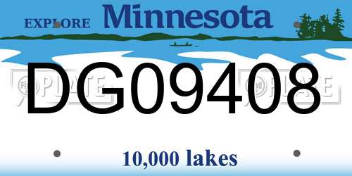 DG09408 Minnesota License Plate