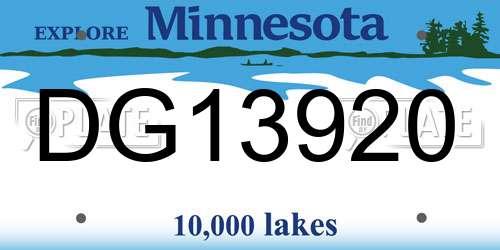 DG13920 Minnesota License Plate