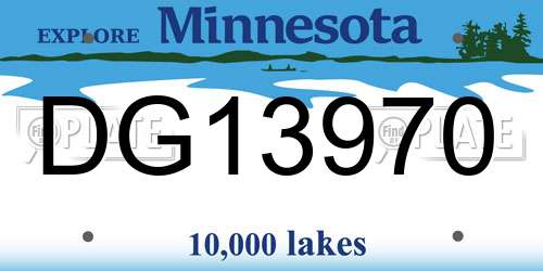 DG13970 Minnesota License Plate
