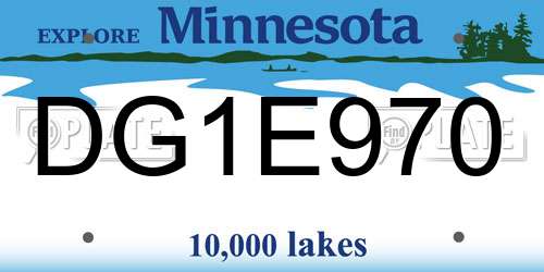 DG1E970 Minnesota License Plate