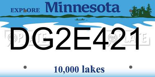 DG2E421 Minnesota License Plate