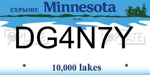 DG4N7Y Minnesota License Plate