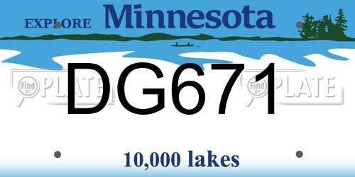 DG671 Minnesota License Plate