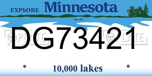 DG73421 Minnesota License Plate